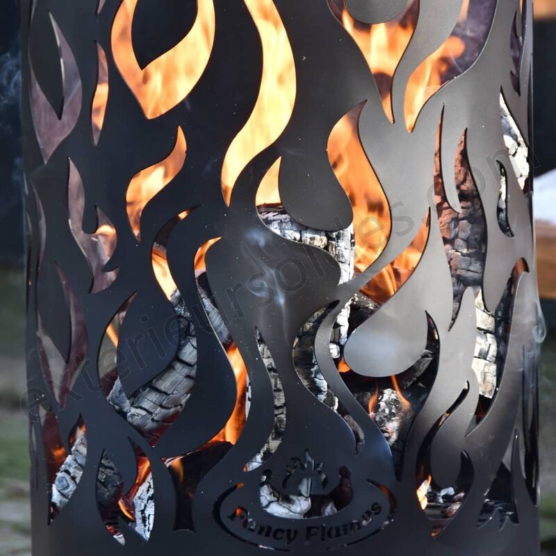 Esschert Design Baril à feu Flames Acier au carbone Noir FF408 déstockage - -3