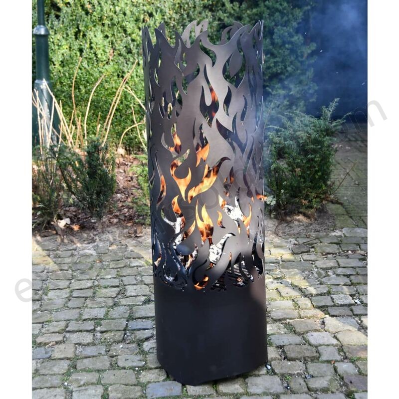 Esschert Design Baril à feu Flames Acier au carbone Noir FF408 déstockage - -2